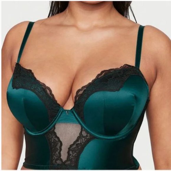 Victoria's Secret Other - Victoria’s Secret Very Sexy Bustier Longline Push Up Bra Top Dark Teal Green 32C
